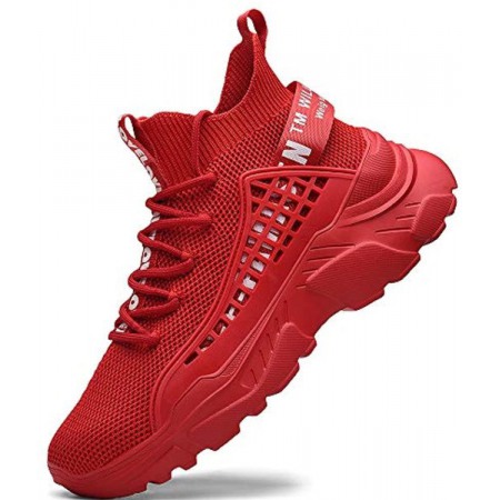 Mens Athletic Running Walking Shoes Non Slip Fashion Sneakers Red