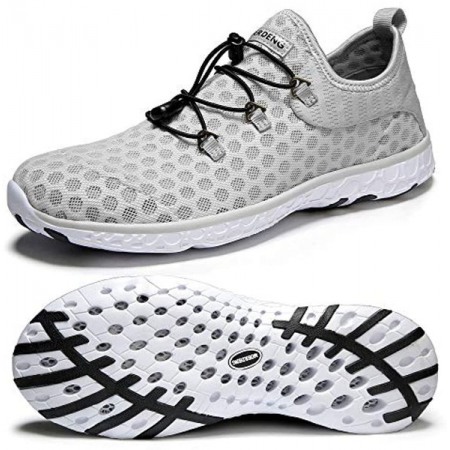 Men's Quick Drying Water Shoes Lightweight Aqua Shoes for Sports Outdoor Beach Pool Exercise Light Grey